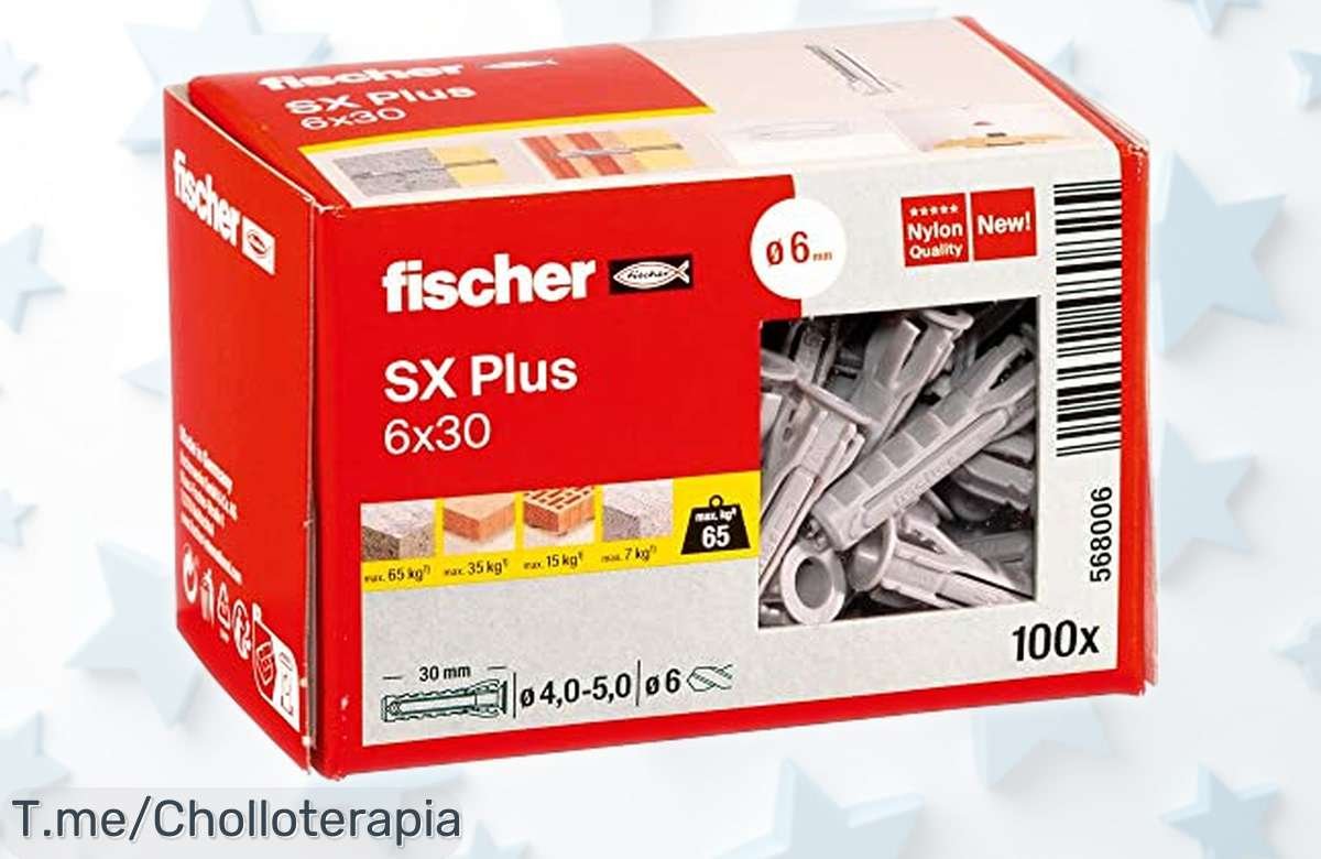 Taco de expansión fischer SX Plus 6 x 30 con 100 unidades, sujeción súper fuerte y montaje seguro a precio rebajado ¡aprovecha este ofertón antes que se acabe!