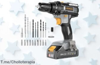 Taladro atornillador eléctrico Leeikoo 21V con baterías y kit de 20 accesorios a precio muy bajo ¡no pierdas este gran ofertón con descuento brutal que vuela rápido!