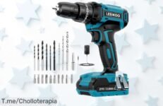 Taladro percutor LEEIKOO 21V con fuerza de sobra y 24 accesorios listo para cualquier trabajo, ahora rebajado a precio muy bajo por tiempo limitado ¡no te pierdas este ofertón que va volar!
