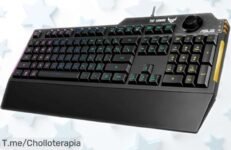 Teclado gamer ASUS TUF Gaming K1 con luces RGB y control de volumen, ahora a precio rebajado para que juegues como nunca con respuesta ultra rápida, resistente y macros fáciles ¡No dejes escapar este mega ofertón!