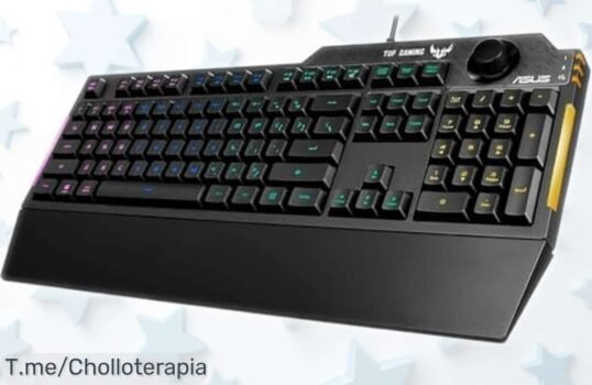 Teclado gamer ASUS TUF Gaming K1 con luces RGB y control de volumen, ahora a precio rebajado para que juegues como nunca con respuesta ultra rápida, resistente y macros fáciles ¡No dejes escapar este mega ofertón!