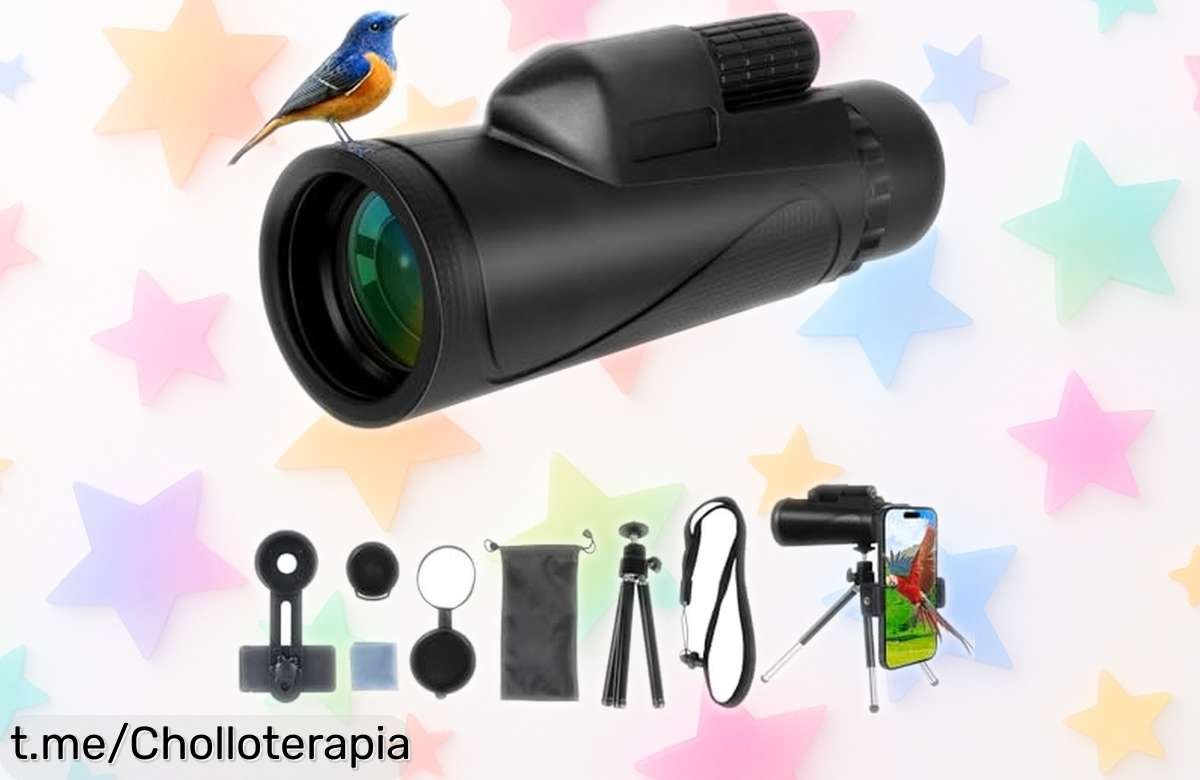 Telescopio monocular 12×42 Olycism con zoom potente y conexión a smartphone, precio rebajado de locura que no dura para siempre ¡hazte ya con este super chollo antes de que desaparezca!