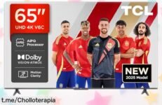 Televisor 65” TCL 65V6C con imagen brutal en 4K HDR y sonido Dolby Atmos, velocidad imbatible para gamers, ahora rebajado a precio de ganga; ¡pocas unidades disponibles!