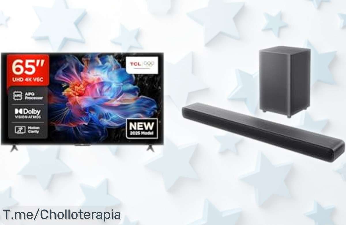 Televisor TCL 65V6C 4K HDR con barra de sonido Dolby Atmos incluida pantalla ultra nítida y audio que te mete en la acción precio rebajado chollazo disponible solo por tiempo limitado ¡no lo dejes escapar!