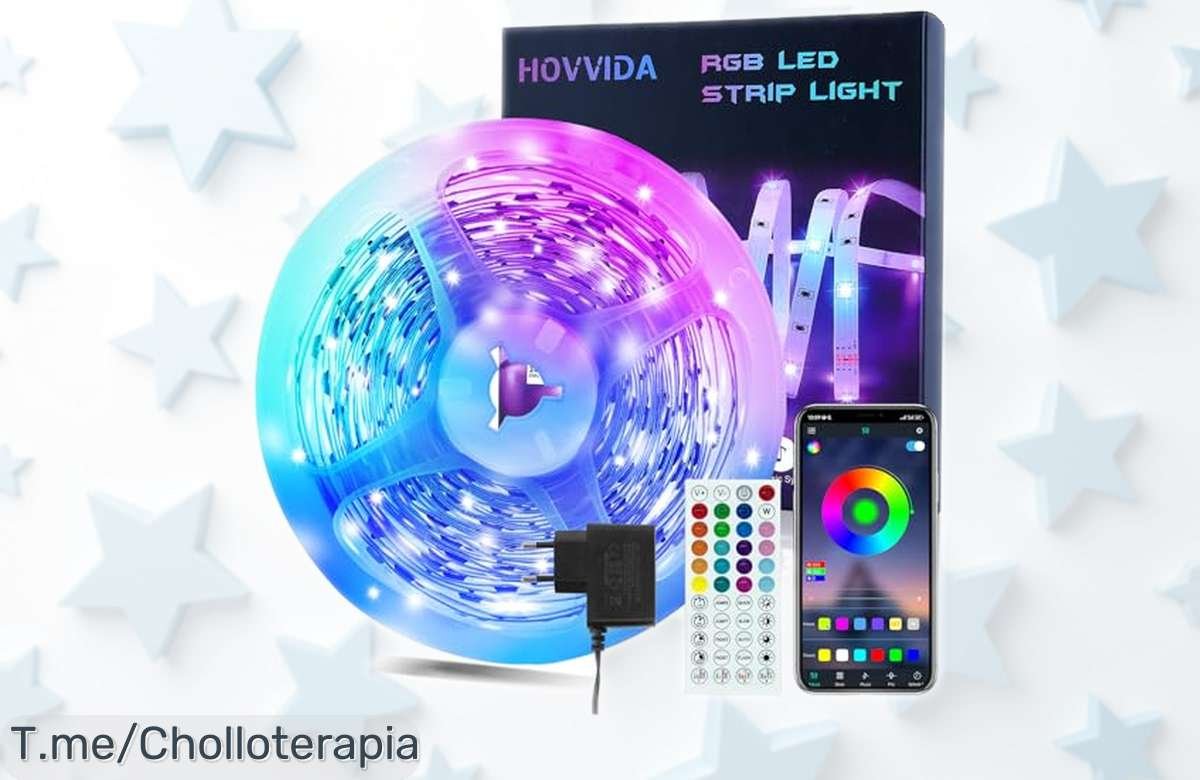 Tira LED 10m HOVVIDA con 300 luces que se mueven al ritmo de tu música, controla todo por app y mando. ¡Precio rebajado de locura! Oferta limitada que vuela, no pierdas este super chollo para darle vida a tus fiestas y tu habitación ya mismo.