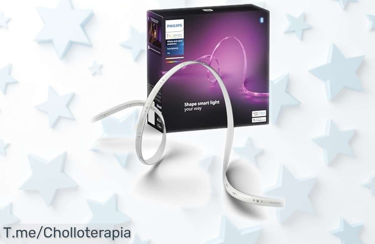 Tira de luces LED inteligente Philips Hue Solo 3M con colores vibrantes y blanco puro, instalación fácil y control desde el móvil precio rebajado que no esperarás aprovechar corre que vuelan las unidades