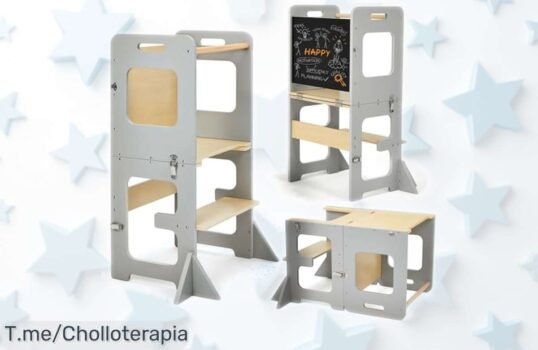 Torre de aprendizaje multifunción Labebe 3 en 1 con pizarra: precio rebajado como nunca, llena de diversión y creatividad para peques; solo ahora puedes llevártela a un super chollo que vuela ¡corre antes que se agoten!