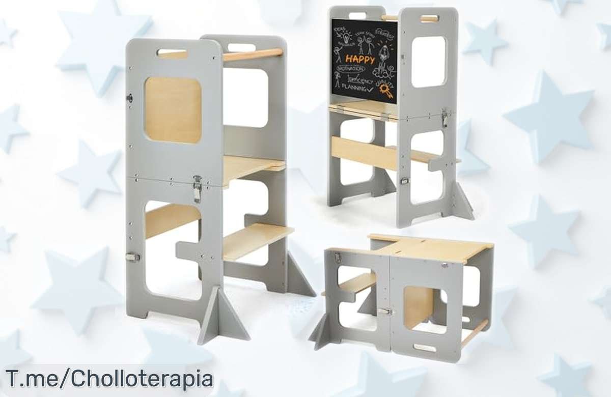 Torre de aprendizaje multifunción Labebe 3 en 1 con pizarra: precio rebajado como nunca, llena de diversión y creatividad para peques; solo ahora puedes llevártela a un super chollo que vuela ¡corre antes que se agoten!