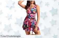 Traje de baño dos piezas Kate Kasin con control de abdomen y tirantes ajustables, diseño tropical irresistible, precio rebajado espectacular que no verás otra vez ¡date prisa y llévate este super chollo ya!