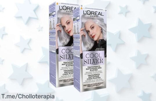 Tratamiento matizador cool silver de L’Oréal para canas sin amoníaco con precio rebajado un super chollo para potenciar tu gris platino oferta limitada ¡corre que vuelan!
