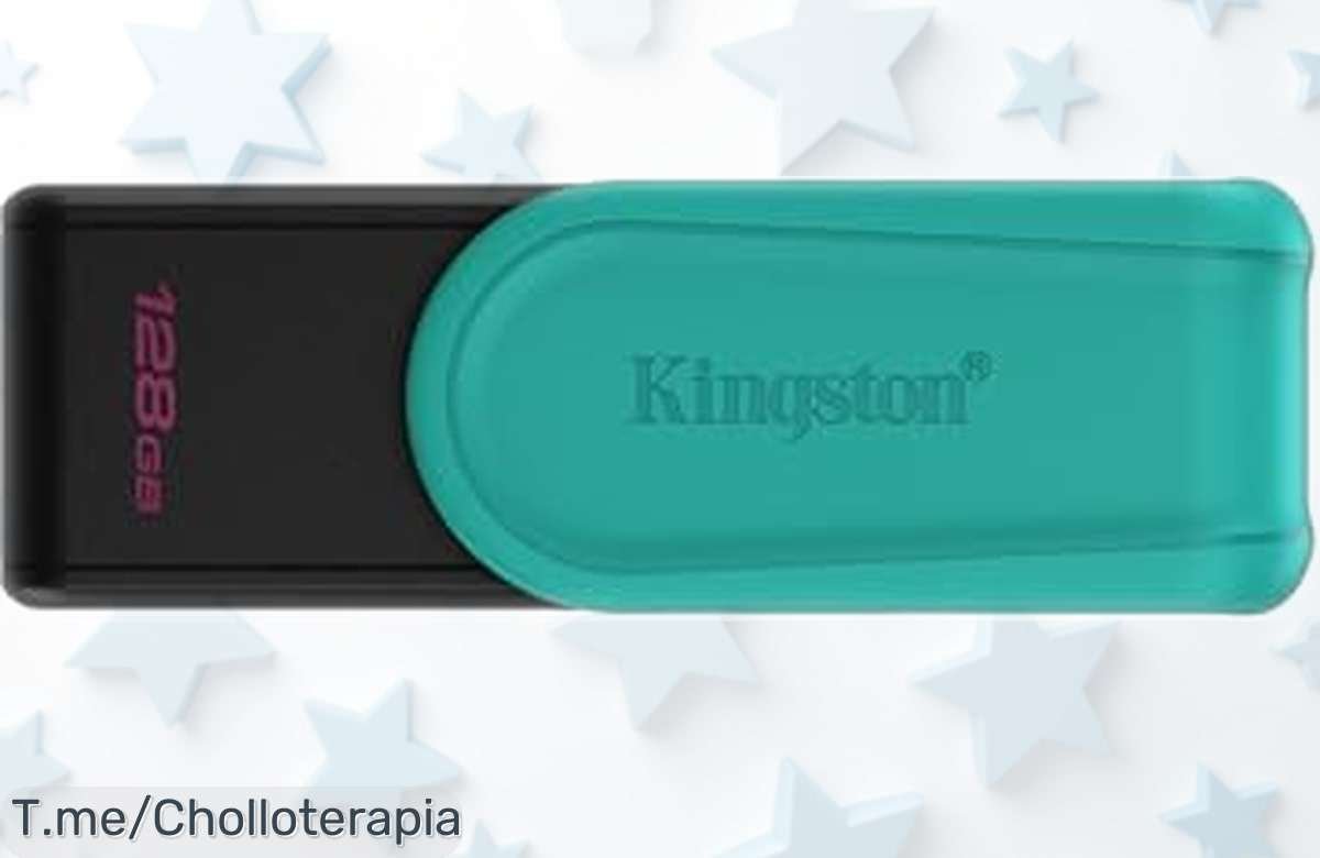 Unidad flash USB Kingston DataTraveler Exodia 128GB con conexión ultra rápida USB 3.2 y diseño giratorio que protege el conector, ahora rebajada a un precio muy bajo para que no dejes pasar este ofertón irresistible ¡date prisa que vuelan!