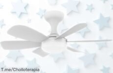 Ventilador de casquillo con luz LED y 5 palas rebajado a precio muy bajo motor DC regulable en 6 velocidades perfecto para baños y cocinas suelta aire fresco ya antes que se agote el ofertón