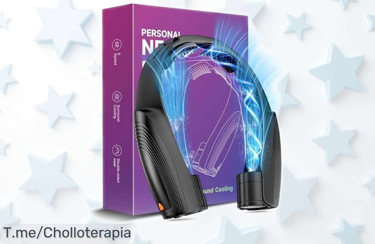 Ventilador de cuello recargable con 8000 mAh y super potentes 6 velocidades – precio rebajado para que te refresques ya mismo sin ruido ni aspas, un descuento brutal por tiempo limitado ¡corre que vuelan!