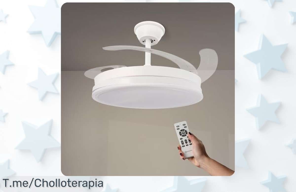 Ventilador de techo Mimotec White Olga con luz LED y mando a distancia, silencioso y potente con 6 velocidades, aspas retráctiles y función verano/invierno; precio rebajado que vuela, perfecto para tu hogar ¡no esperes más para llevártelo!