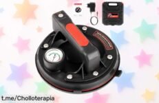 Ventosa eléctrica Towwoo para azulejos y cristales, súper resistente hasta 240 kg con manómetro digital y bomba automática rebajada a un precio imposible de dejar escapar ¡Corre que vuelan!