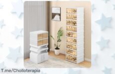Zapatero plegable YITAHOME de 18 piezas con puertas, super resistente y apilable para organizar hasta talla 43; precio rebajado que no puedes dejar pasar, chollazo limitado ¡date prisa antes de que vuelen!