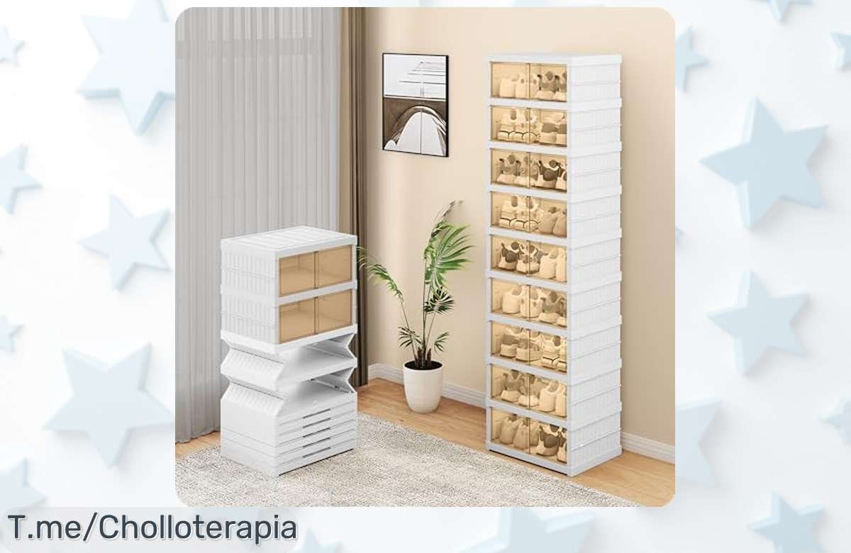 Zapatero plegable YITAHOME de 18 piezas con puertas, super resistente y apilable para organizar hasta talla 43; precio rebajado que no puedes dejar pasar, chollazo limitado ¡date prisa antes de que vuelen!