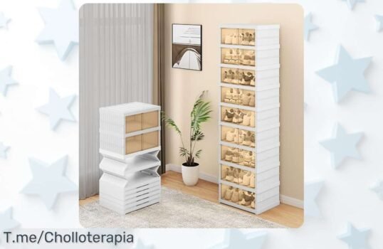 Zapatero plegable YITAHOME para 18 pares con puertas resistentes, diseño apilable y espacio hasta talla 43 UE rebajado de locura ¡Corre que esta oferta brutal desaparece ya!