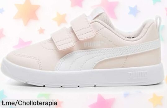 Zapatillas Puma Courtflex V3 V PS en island pink white con cierre velcro y estilo moderno, precio rebajado para que no te quedes sin este super chollo, ¡oferta limitada que se va volando!