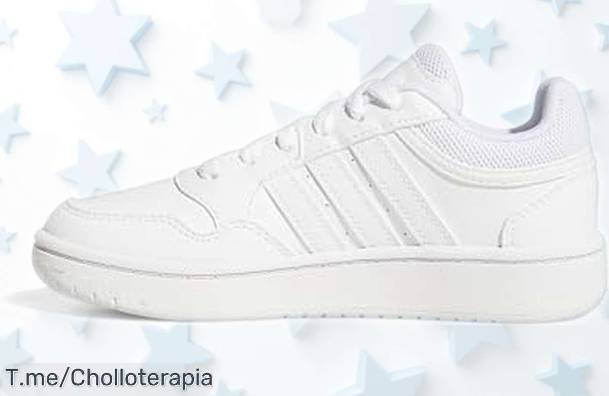 Zapatillas adidas Hoops unisex para niños, diseño clásico con suela antideslizante y precio rebajado que no dura para siempre ¡No pierdas este super chollo!