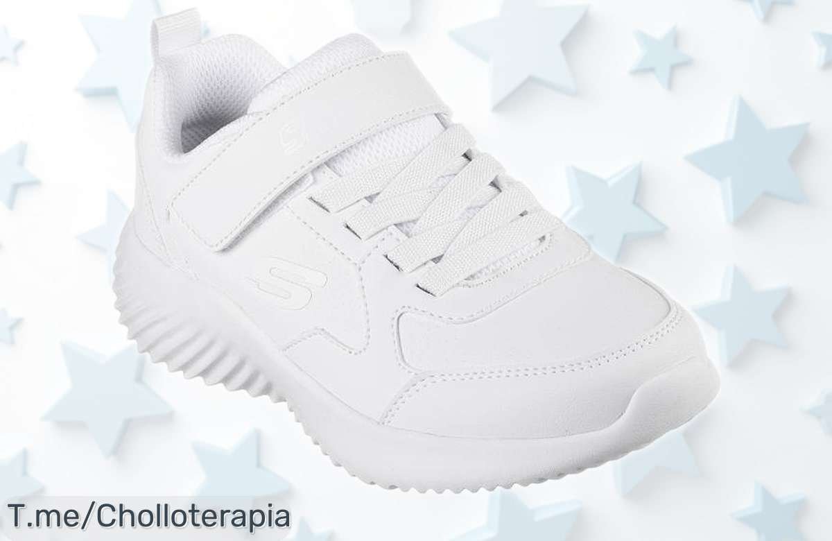 Zapatillas blancas para niño Skechers Bounder con diseño resistente y a la moda precio rebajado al máximo, un super chollo que vuela rápido ¡date prisa que quedan pocas!
