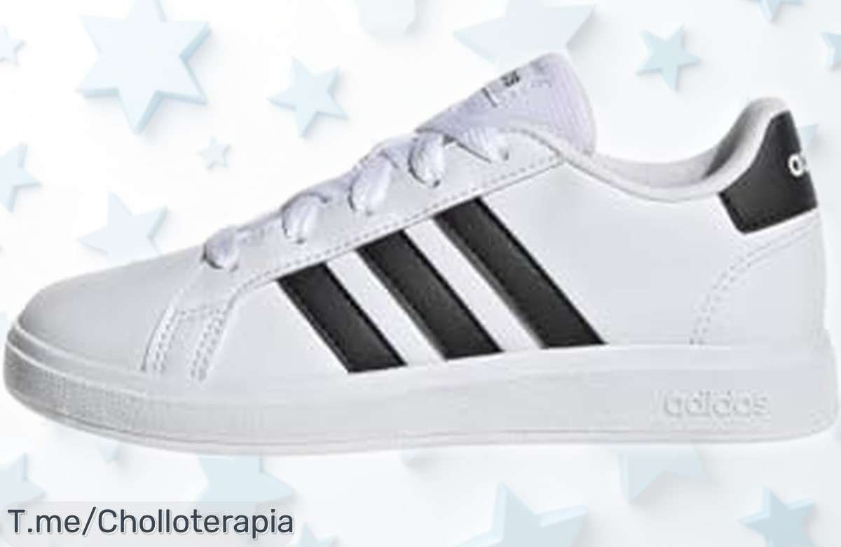 Zapatillas de tenis unisex adidas Grand Court con suela antideslizante y diseño clásico a precio rebajado, una ganga para que los peques jueguen seguros ¡No esperes más, esta oferta vuela!