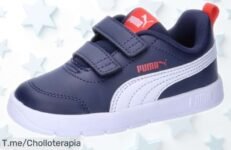Zapatillas para bebé Puma Courtflex V3 V en Navy White Red con precio rebajado, un ofertón que vuela rápido ¡pocas unidades disponibles, no pierdas esta súper oportunidad ya!