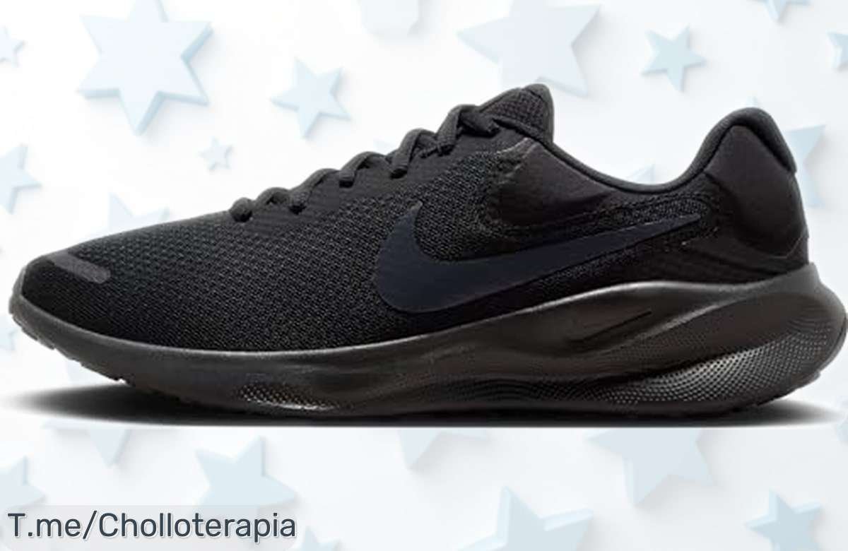 Zapatillas para correr Nike Revolution 7 negras con pegado que aguanta y espuma top a precio rebajado, unidades volando rápido este ofertón dura poco ¡pilla las tuyas ya antes de que desaparezcan!