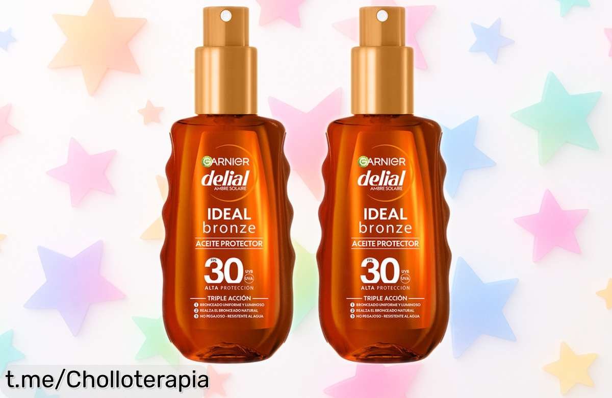 Aceite protector bronceador Delial SPF 30 Garnier 2x150ml con acabado satinado y agua resistente precio rebajado súper chollazo para un bronceado perfecto sin nada de pegote oferta limitada corre que vuela