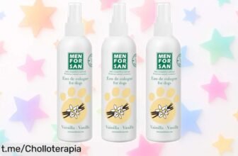 Agua de colonia para perros MENFORSAN: ¡Ofertón con 3 unidades en vainilla, frescura que dura todo el día y sin alcohol! Mima a tu peludo con este súper chollo, precio rebajado por tiempo limitado. ¡No lo dejes escapar!