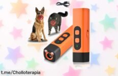 Ahuyentador de perros ultrasónico con linterna: recupera la paz en tu hogar con este super chollo, recargable y potente. 3 frecuencias ajustables para acabar con los ladridos sin daño ¡actúa rápido antes que se agote esta oferta increíble!