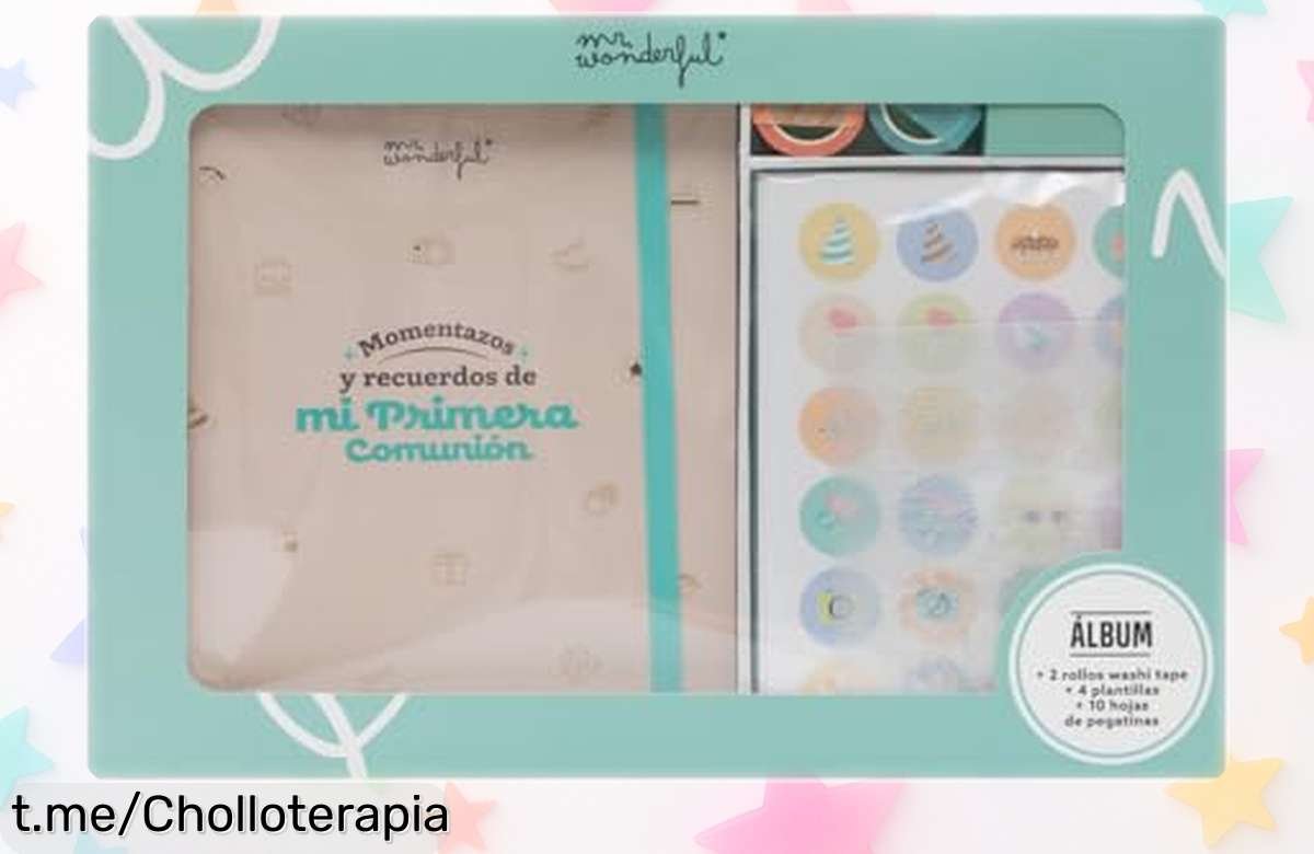 Álbum de fotos scrapbooking Mr. Wonderful con 64 páginas, washi tape y pegatinas a un precio rebajado inolvidable: ¡no te pierdas este super chollazo antes de que vuela!