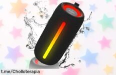 Altavoz Bluetooth portátil 54 con graves potentes y luces RGB ideal para fiestas, ahora rebajado a precio de ganga que no dura, ¡haz tu compra ya antes de que desaparezca este gran ofertón!