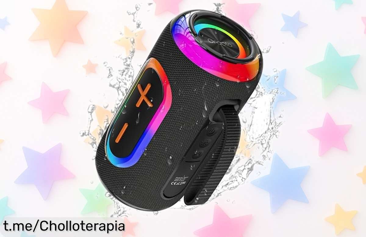 Altavoz portátil Oraolo con Bluetooth 5.4 y sonido increíble de 24W, ¡rebajado a precio loco! Dale vida a tus fiestas con luces RGB y resistencia IPX5, pero apúrate que quedan pocos: esta oferta no se repetirá.