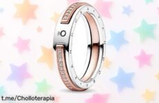 Anillo Pandora Signature en dos tonos con pavé a un precio loco, ¡brilla como nunca y no dejes escapar esta joya única que hará latir tu corazón!