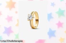 Anillo de corazón doble banda bañado en oro de 14K Pandora a un precio loco, ¡siente la chispa especial y corre antes que se acabe este super chollo!