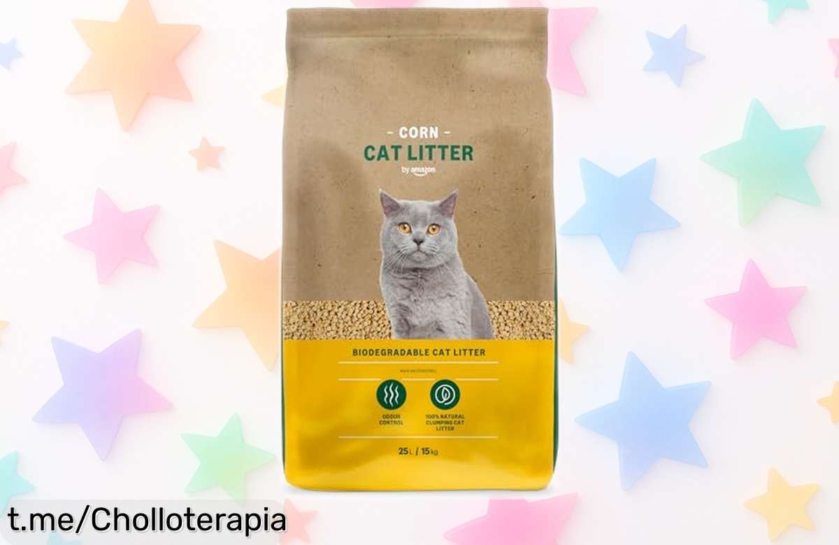 Arena para gatos clumping Corn by Amazon súper absorbente y biodegradable que puedes tirar por el váter sin líos precio rebajado sólo hasta agotar existencias ¡corre antes de que desaparezca este super chollo!