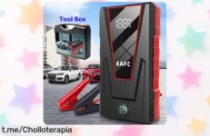 Arrancador de batería portátil 12V con 1200A, la solución para que nunca más te quedes tirado. ¡Atrapa este super chollo antes de que desaparezca y arranca sin problemas!