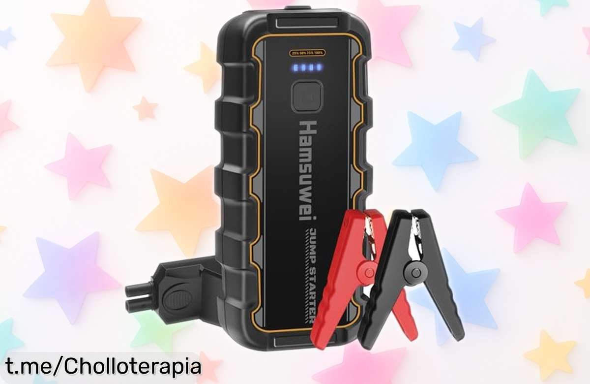Arrancador de baterías portátil 12V con 4500A potencia brutal para motores grandes, carga rápida y linterna incluida en un super chollo que acaba pronto ¡No dejes que esta caída de precio se te escape!