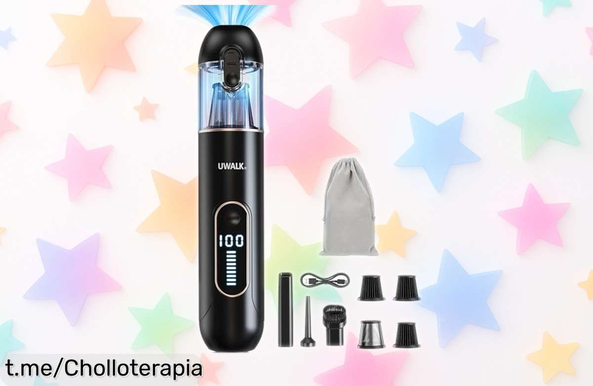 Aspiradora coche portátil potente sin cable con 19000PA y triple filtro, batería de 30 min: rebajada para que limpies a fondo ya antes que se agote este super chollo