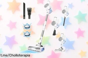 Aspiradora inalámbrica W400 PrettyCare con succión de 25kPa y varita flexible 180°: ¡precio rebajado solo por tiempo limitado! Aprovecha este súper chollo, no te quedes sin el ofertón que todos quieren tener en casa.