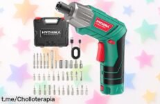 Atornillador eléctrico Hychika 6Nm con luz LED y 35 accesorios, batería que dura siempre a precio rebajado por tiempo limitado ¡Corre que vuela este ofertón para tus reparaciones!