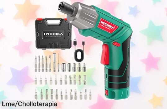 Atornillador eléctrico Hychika 6Nm con luz LED y 35 accesorios, batería que dura siempre a precio rebajado por tiempo limitado ¡Corre que vuela este ofertón para tus reparaciones!