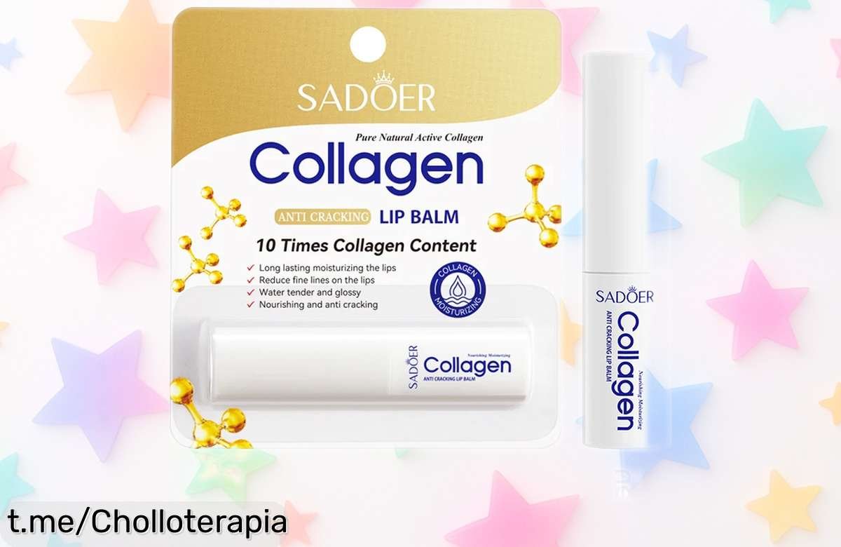 Bálsamo labial SADOER con colágeno a un super chollo: ¡Consigue labios suaves y brillantes ya mismo! No dejes escapar esta rebaja que te hará sentir increíble.