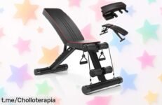 Banco de pesas ajustable y plegable YOLEO con 7 posiciones para entrenar hasta 300 kg, precio rebajado que no verás dos veces, un super chollo limitado por tiempo ¡hazte con el tuyo ya antes de que vuelen!