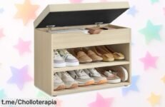 Banco zapatero Vasagle con asiento tapizado, ¡ofertón limitado! Renueva tu entrada o dormitorio y mantén el orden fácil; sólo quedan unas pocas unidades, no te lo pierdas.