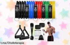 Bandas elásticas para musculación Fokky con 5 niveles y accesorios completos rebajadas ya, quema grasa y fortalece fácil en casa corre que se acaban este súper chollo por tiempo limitado