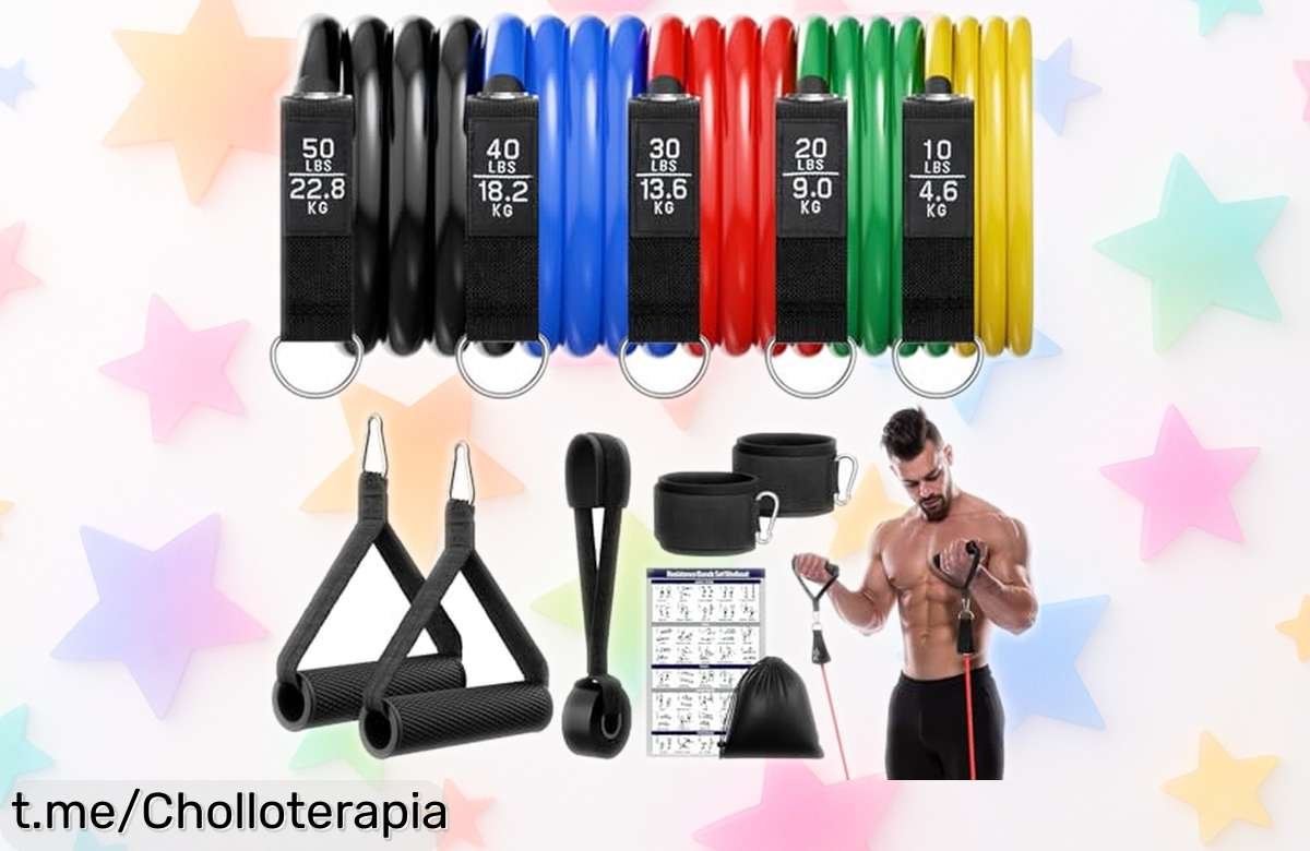 Bandas elásticas para musculación Fokky con 5 niveles y accesorios completos rebajadas ya, quema grasa y fortalece fácil en casa corre que se acaban este súper chollo por tiempo limitado