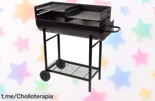 Barbacoa de carbón Aktive 52809 con doble parrilla y ruedas para moverla sin esfuerzo, precio rebajado que no se repetirá, ¡super chollo para asar genial con amigos! Corre porque las unidades vuelan y esta oferta vuela rápido