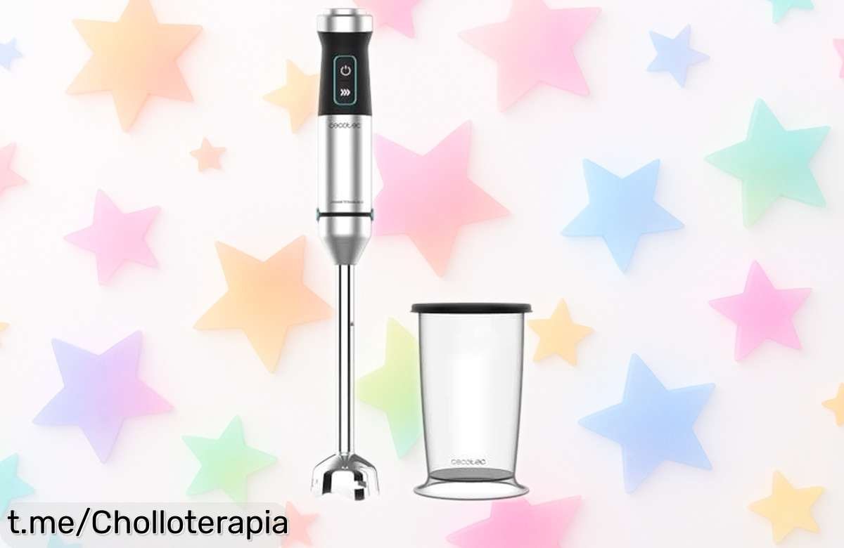 Batidora de mano Power TitanBlack 1500 XL con cuchillas de titanio que trituran hielo y velocidad turbo rebajada a precio loco solo por tiempo limitado, ¡aprovecha este súper chollo antes de que desaparezca!